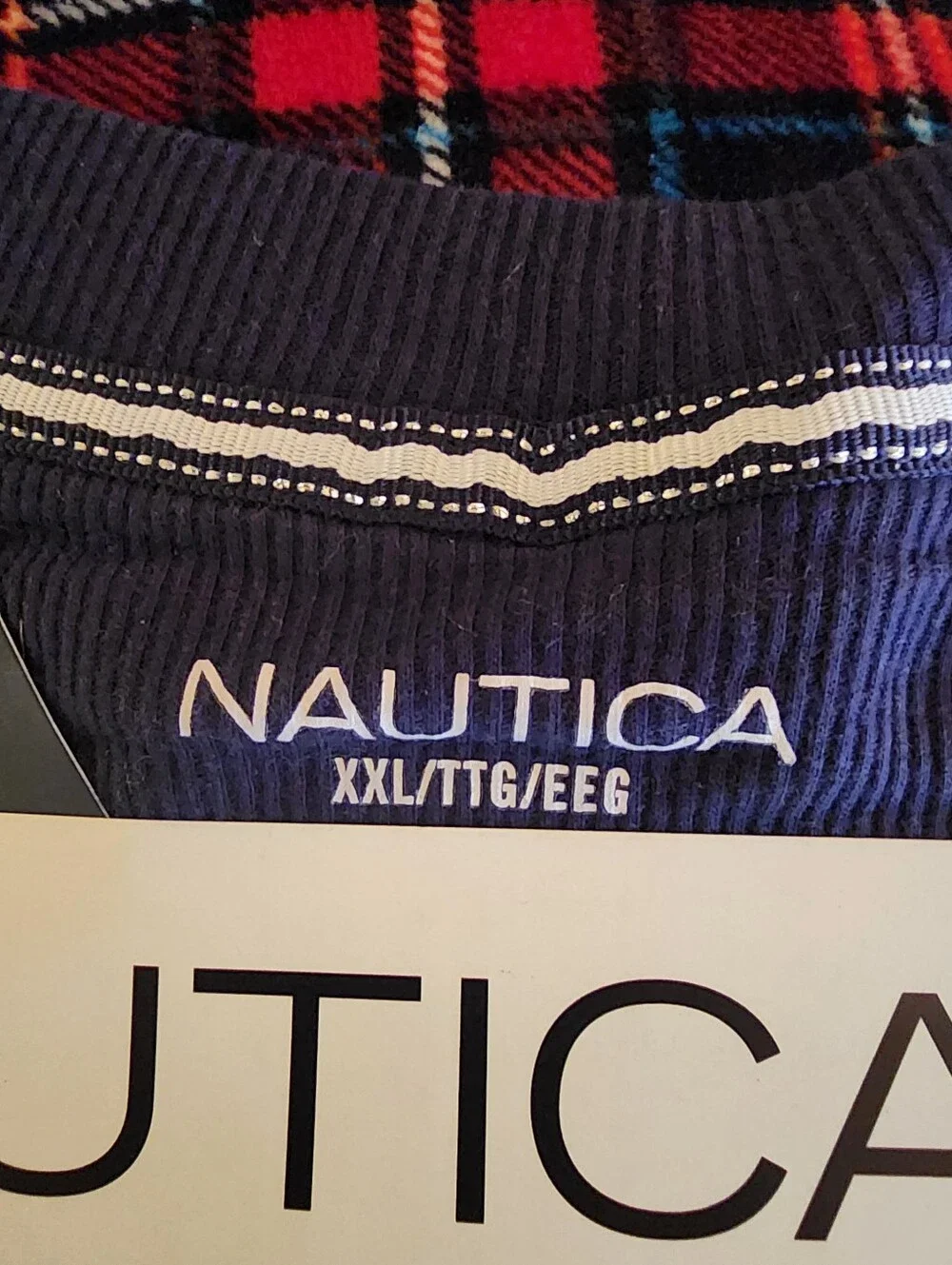 New, Nautica 2pc Women's XXLG Sleepwear Set, Plaid, Red, Navy, Lite Blue